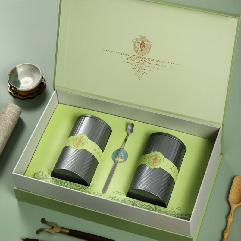 半斤装绿茶茶叶礼盒空盒包装定制带 绿 上品半斤 1勺(不含茶叶)