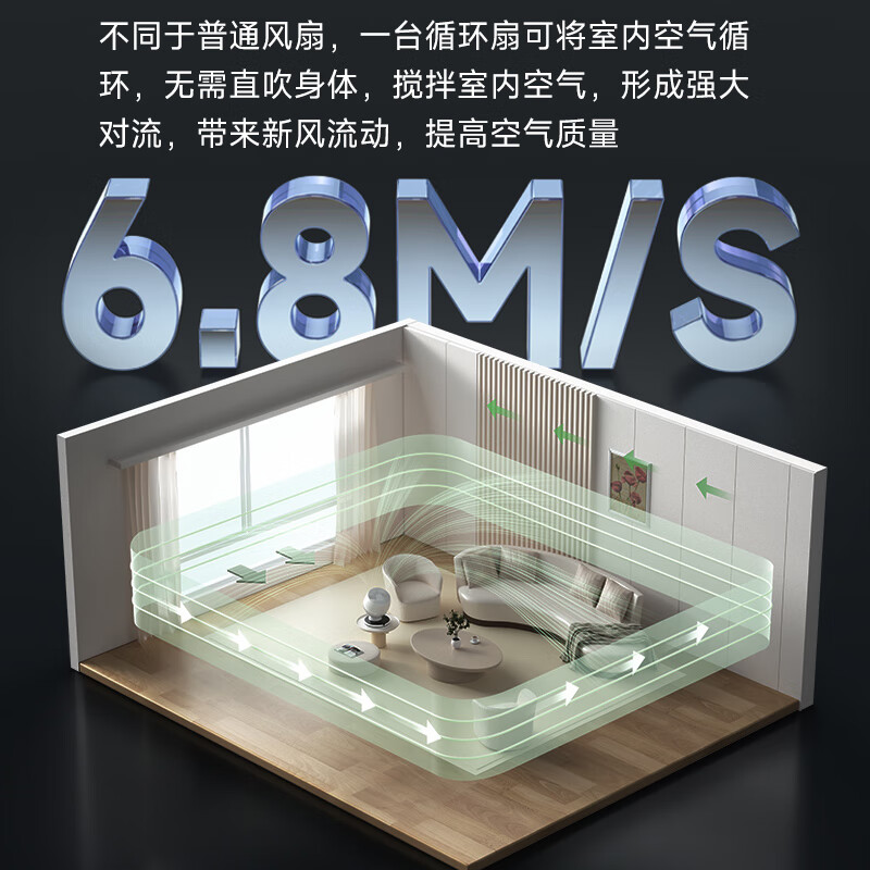 利维斯顿（ILVSD）空气循环扇直流变频涡轮家用母婴电风扇节能轻音定时等离子净化AI智能感温送风APP语音遥控驱蚊 经典款【AI智能风+3D摇头+直流变频无刷电机】