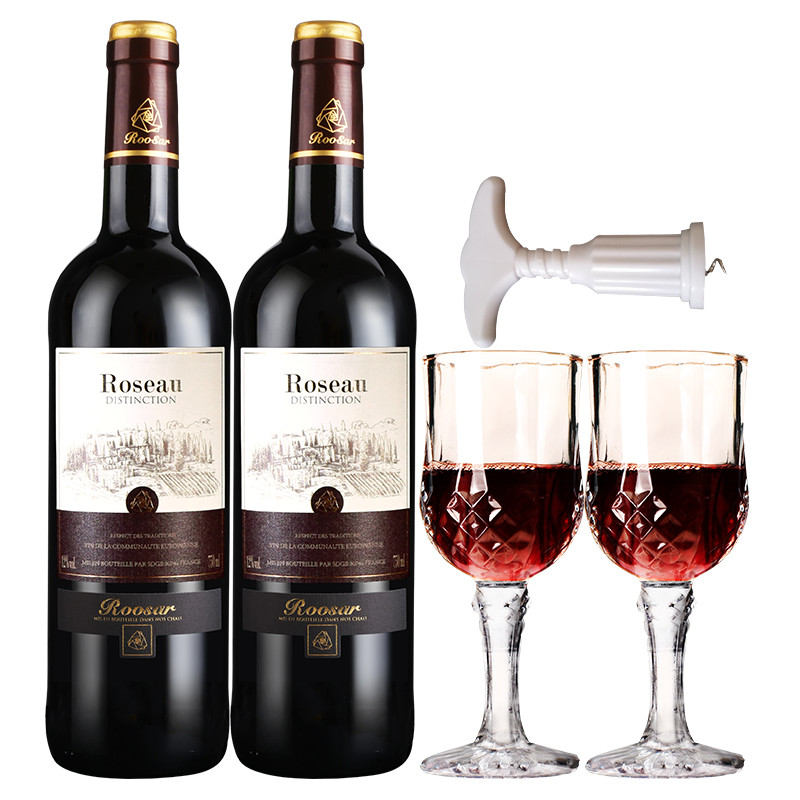 罗莎红酒法国原瓶进口红酒爱语干红葡萄酒（优雅版）2瓶750ml*2