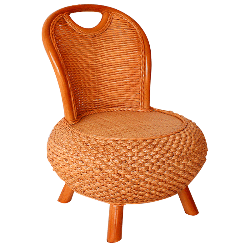 江南艺苑藤编椅家用真藤椅田园风中式手工茶桌椅子客厅阳台户外休闲小藤椅 浅色 海草南瓜椅