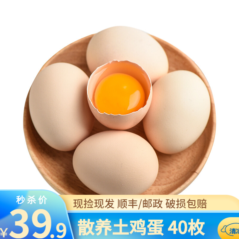 筱诺 新鲜土鸡蛋 生鲜农家散养当日现捡笨鸡蛋柴鸡蛋草鸡蛋喜蛋 40枚