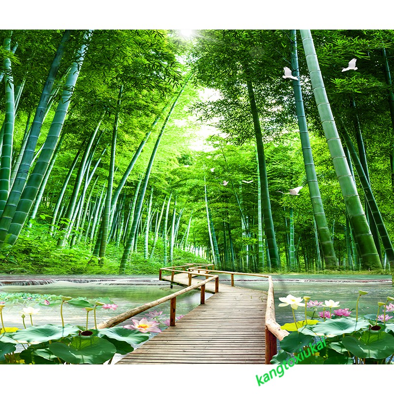 背景布主播 新直播背景布立体主播墙纸布3山水大草原主竹林室外风景