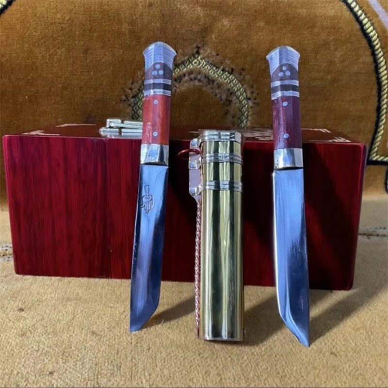 保安家族手工刀 焰匠坊双刀削皮瓜果刀保安腰刀 红色 默认1