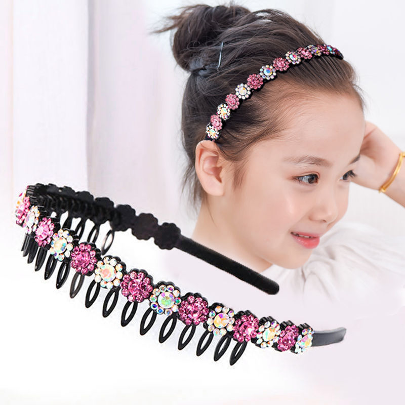 儿童发箍带齿防滑头饰头箍小女孩系学箍压卡发卡 粉 ab色
