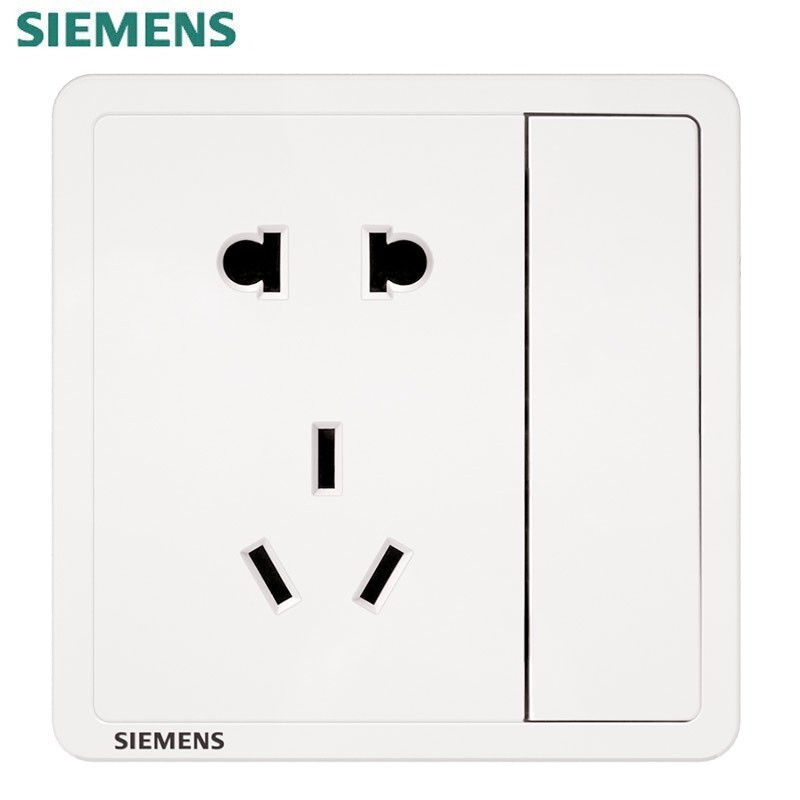 西门子（SIEMENS）开关插座面板 致典系列雅白色开关插座 五孔插座带开关