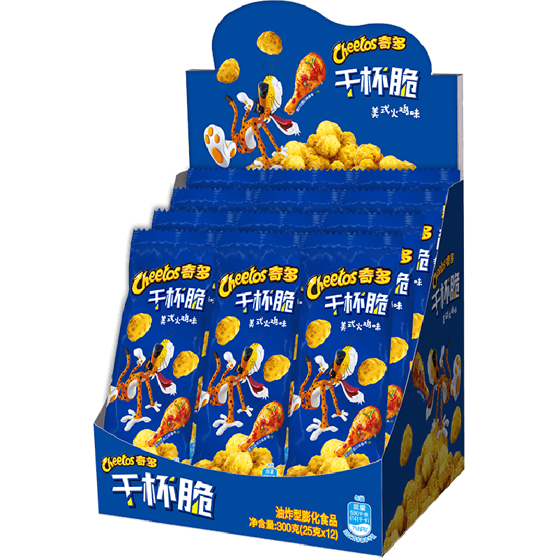 奇多（Cheetos）粟米棒 美式火鸡味 25克*12包 干杯脆 零食 休闲食品