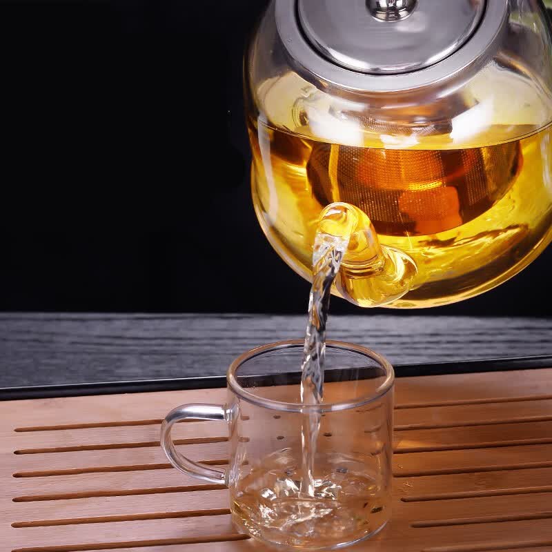 禾艾苏（heisou）耐热玻璃茶壶大容量家用办公待客泡茶壶不锈钢过滤内胆功夫茶具 葫芦壶450ml+4个杯子