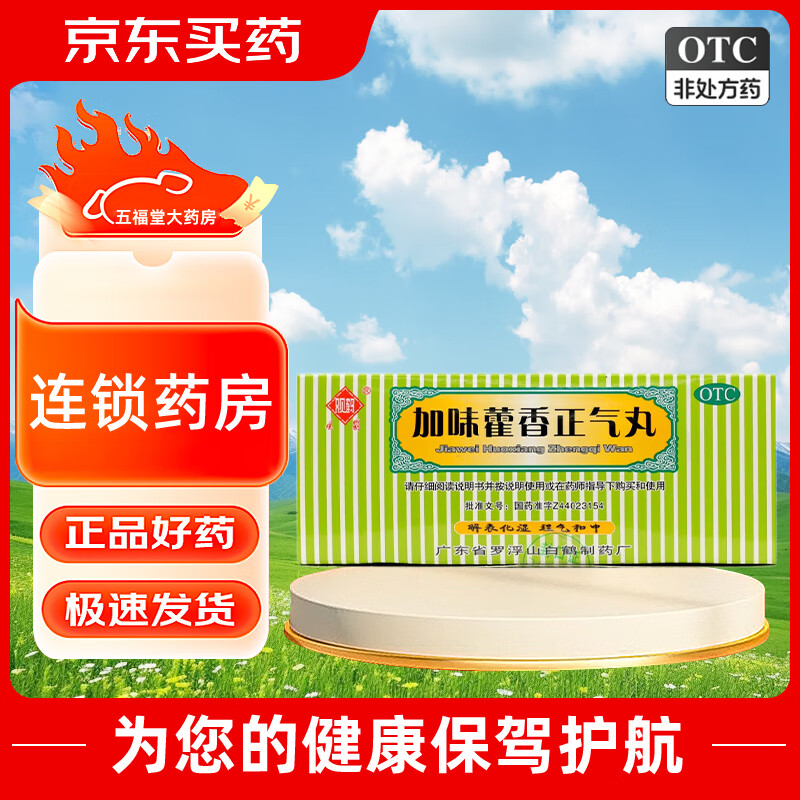 观鹤 加味藿香正气丸 3g*10袋/盒 外感风寒头痛昏重脘腹胀痛呕吐泄泻