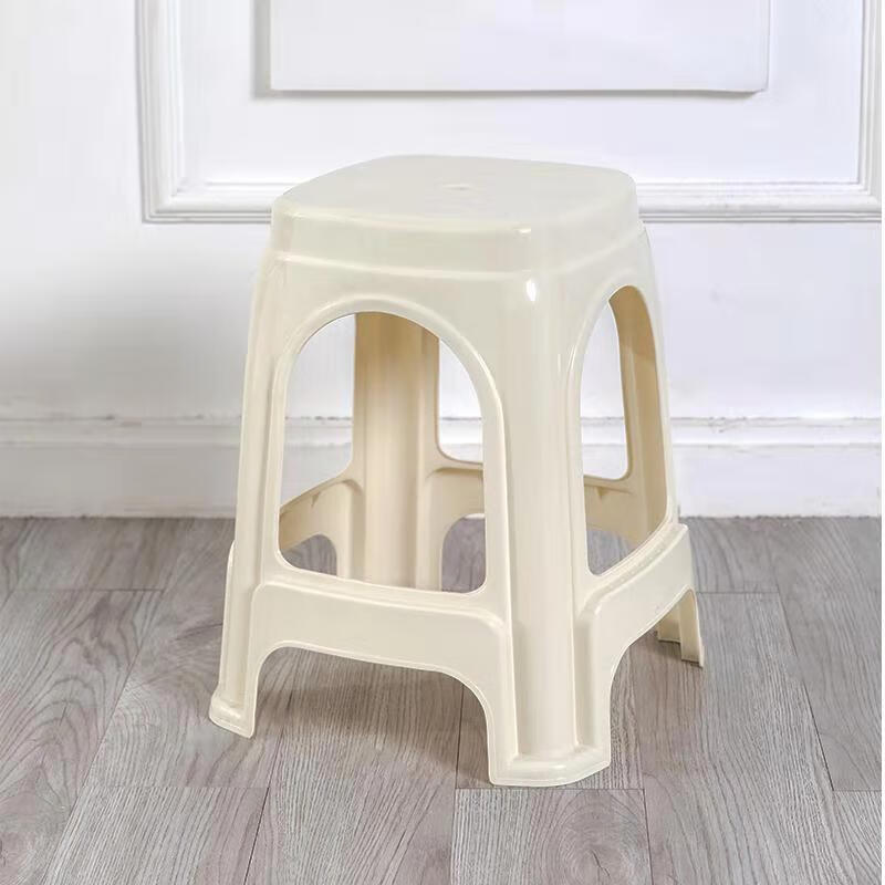 塑料凳子家用加厚方凳高凳餐桌椅子塑胶凳子高凳板凳餐椅 8036米色一