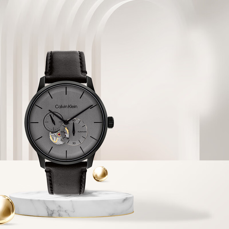 卡文克莱(calvin klein)ck手表简约刻度圆形透底男表设计师款男士自动