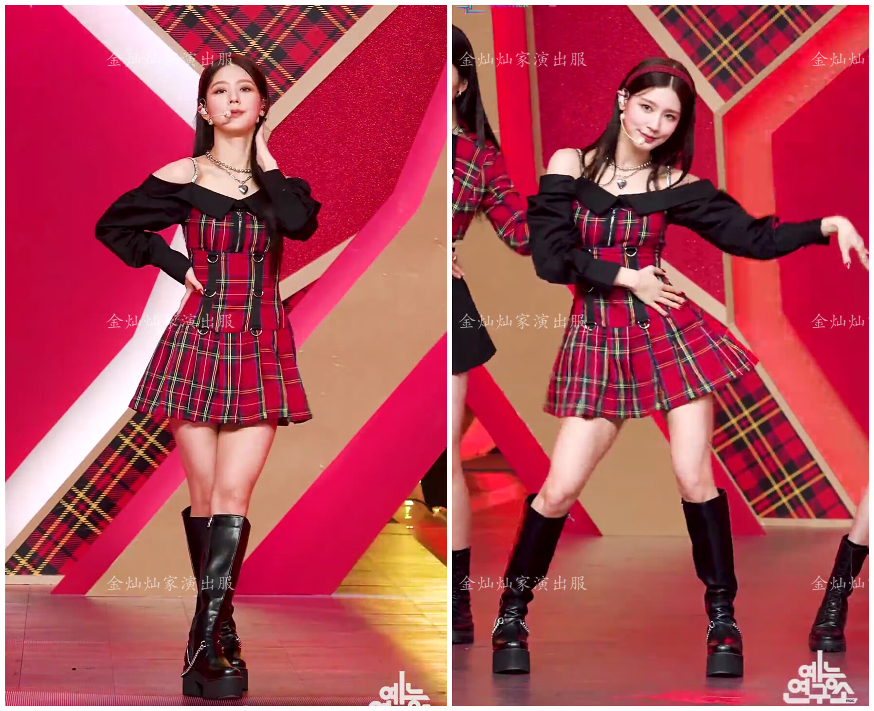 打歌服演出服韩国同款格子爵士舞韩舞jazz表套装成人少 款式1上衣