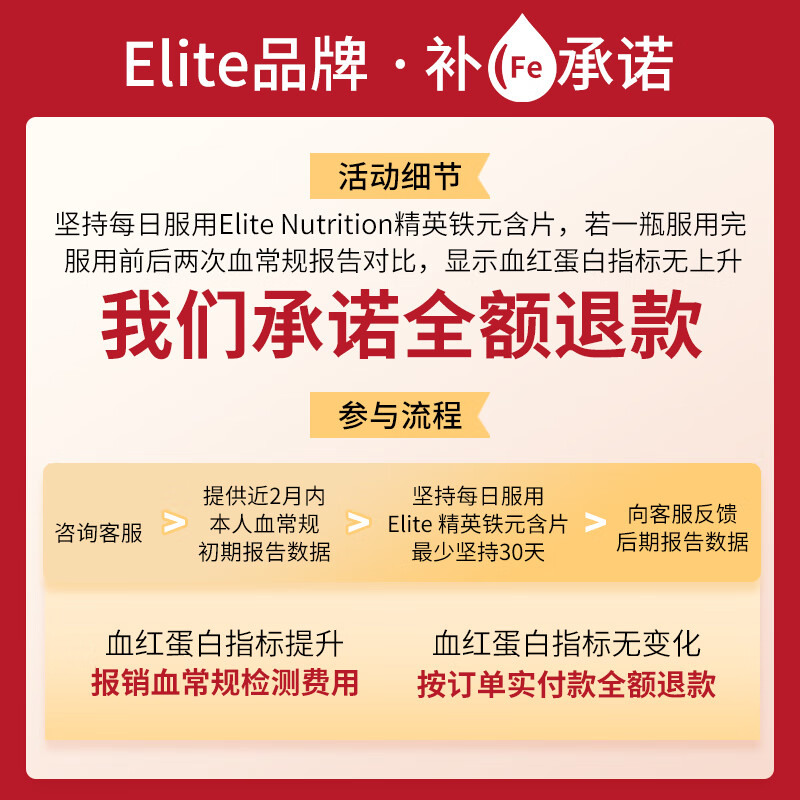 Elite Nutrition德国益力德铁元片红铁补铁补气血铁元素女性孕妇改善贫血*60粒