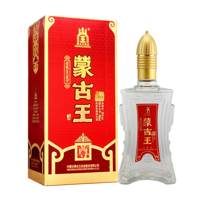 蒙古王38度红地尊浓香型粮食白酒 38度红地尊500ml单瓶