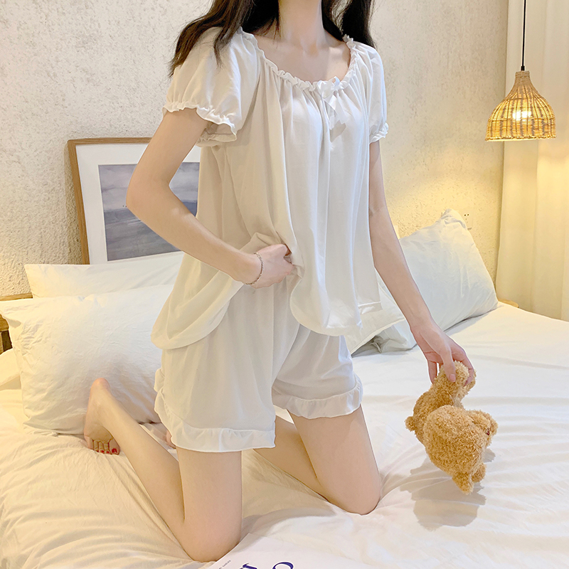 叽歪狗少女公主睡衣睡裤套装女夏季冰丝薄款短袖可爱睡裙家居服两件套