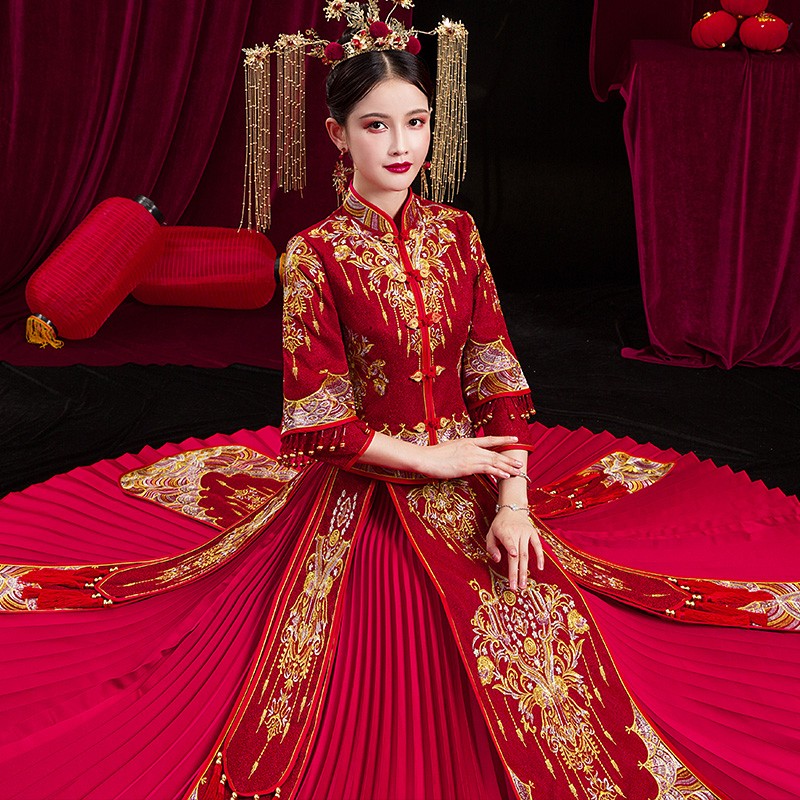 枝己(zeimssmm)秀禾服新娘2022新款中式婚纱结婚礼服古装旗袍婚礼服