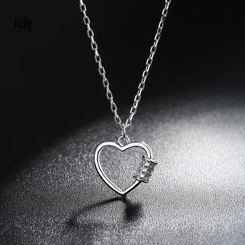 ticifys999银爱心项链女秋ins冷淡风轻奢甜形吊坠简约气质锁骨链 银色