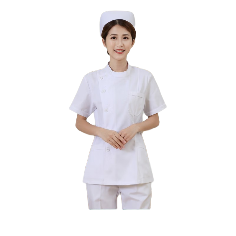 醫(yī)緣醫(yī)緣醫(yī)院護(hù)士服分體套裝牙科口腔工作服女長袖男短袖兩件套護(hù)工服 女白色偏襟短袖小褂加褲子 XXL