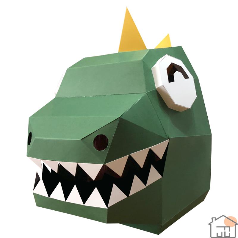 头套搞笑动物头饰卡纸动物卡通小怪兽纸模面具手工头套摆件a 小怪兽