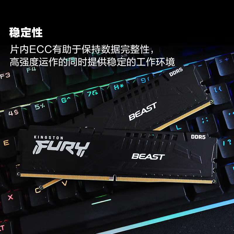 金士顿（Kingston）FURY 32GB(16G×2)套装 DDR5 6400 台式机内存条 Beast 超级野兽系列  海力士A-die颗粒 CL32