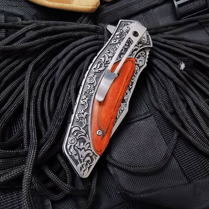 好沐音(haomuyin)蜘蛛折刀多功能户外刀具冷兵i器防身折叠小短刀便携