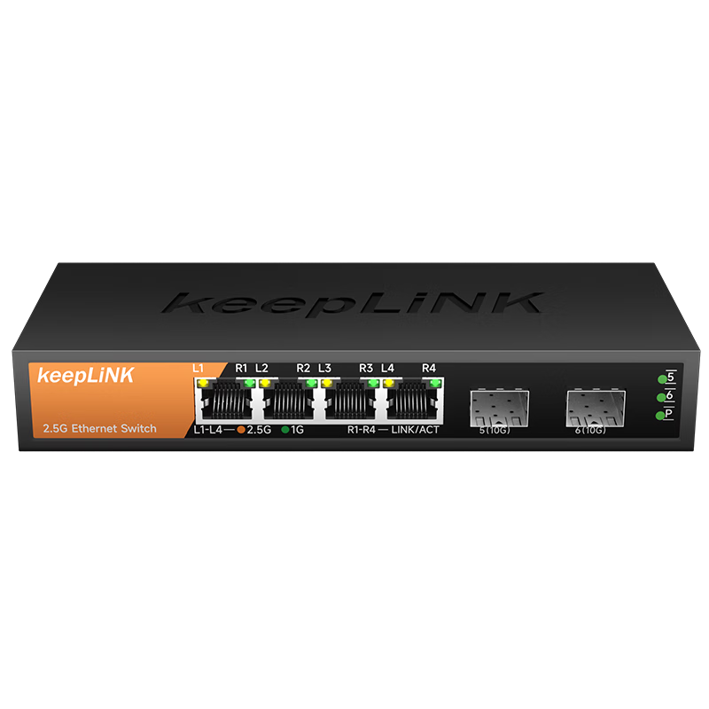 keepLINK KP-9000-6XH-X2��ҵ�칫4��2.5G+2��10G���׹⽻�������缯�߷��߷���������NAS��è