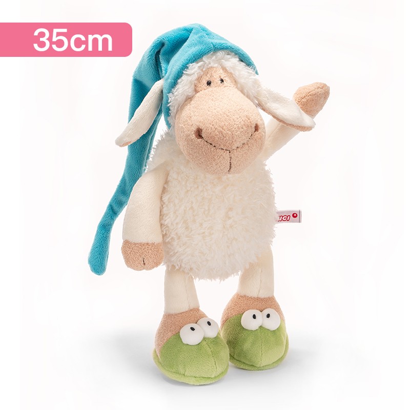德国NICI 睡帽小羊毛绒玩具可爱布娃娃羊公仔抱枕儿童玩偶靠枕送女生 生日礼物 中号35cm 34301