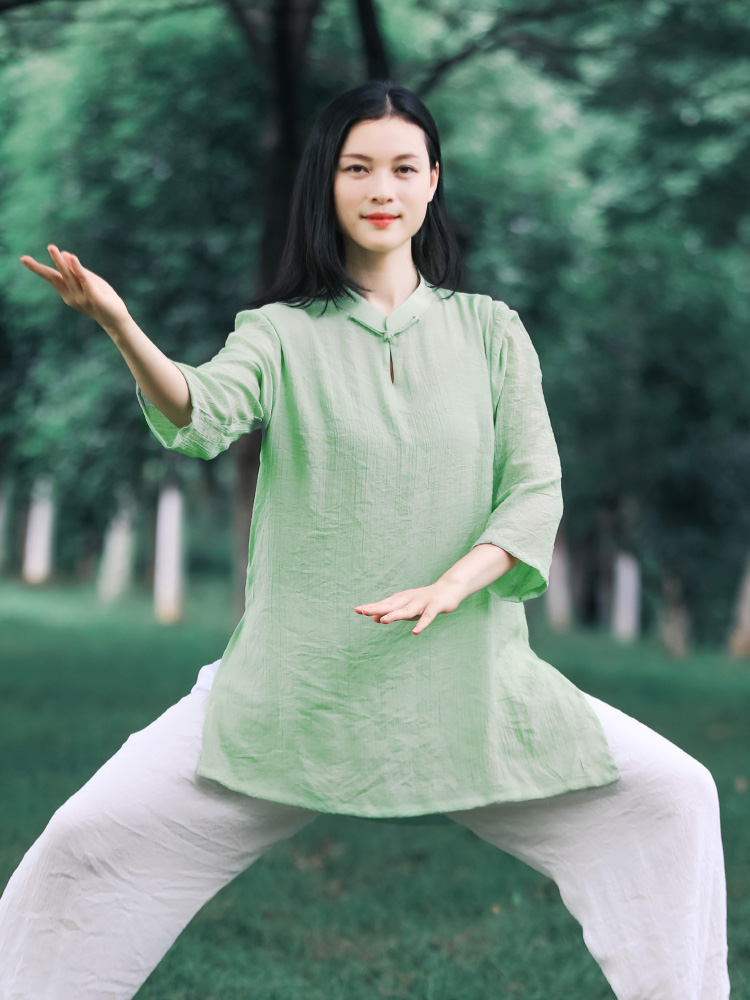 陈家沟春夏新款牛奶丝太极服 太极服女新款飘逸夏季女装服装太极拳
