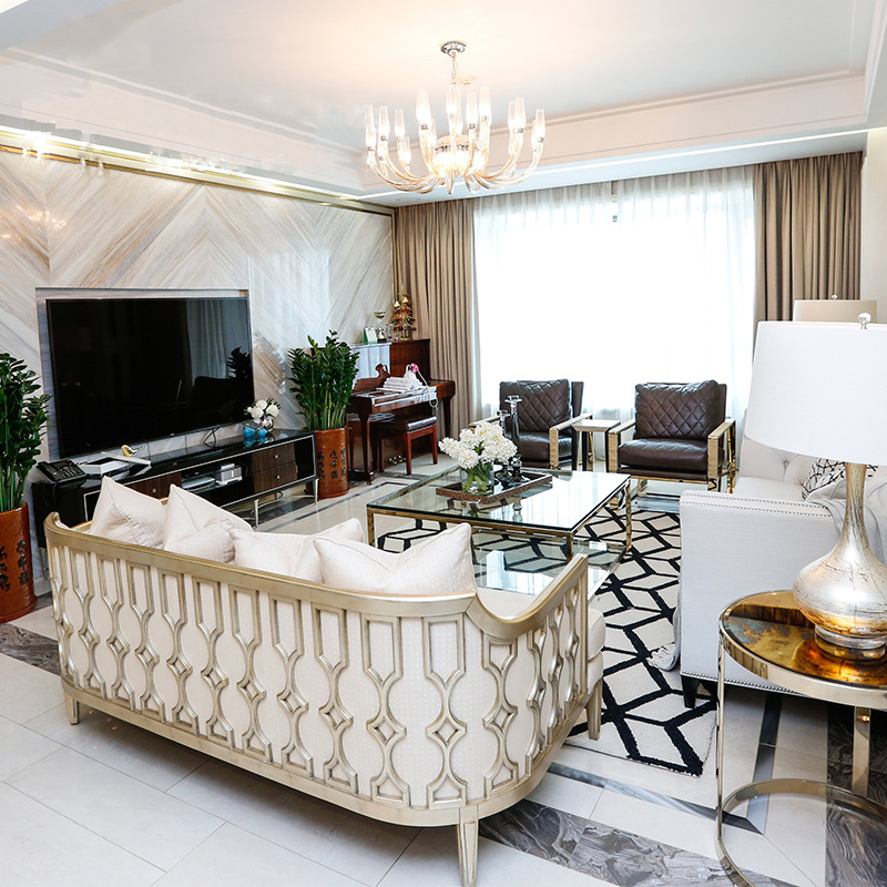 莎庭(sartill)定制美式轻奢沙发后现代大户型布艺沙发单人双人三人