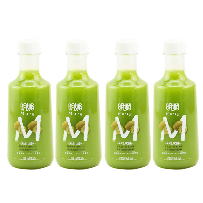 明媚 复合乳酸果汁饮料橙味猴桃味西柚味芒果味350ml*4瓶 猕猴桃牛油