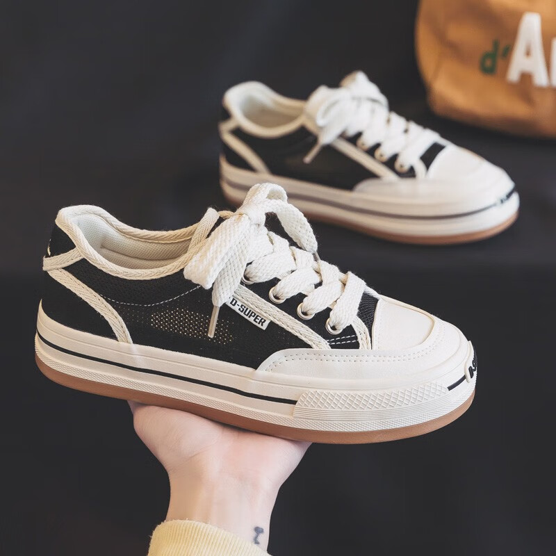 新百伦夏季薄款透气小白鞋女鞋新款夏款夏天网面网鞋板鞋球鞋帆布鞋