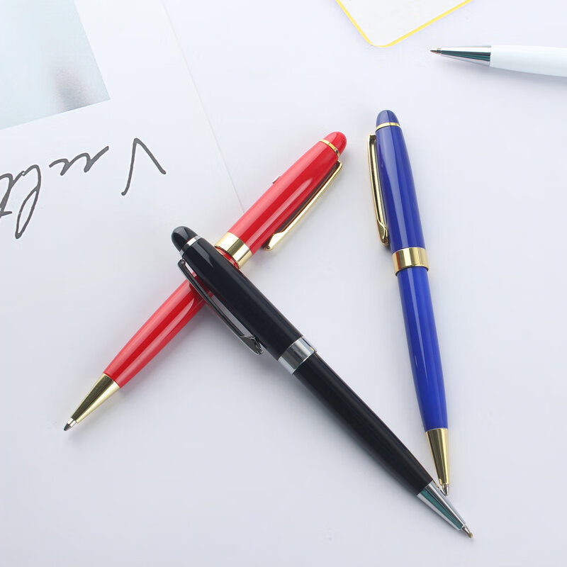 广告礼品金属圆珠笔印刷旋转圆珠笔商务中性 黑色-金色配件款 子弹型1.0