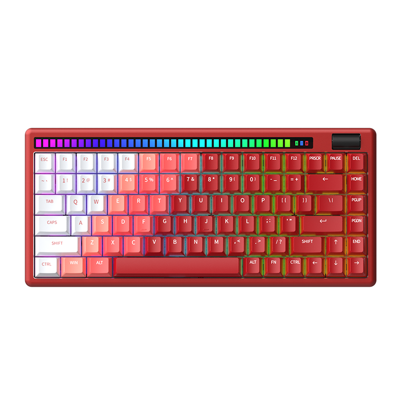 A84pro客制化机械键盘 三模键盘 拾音律动 天空轴V3 烈焰红 RGB