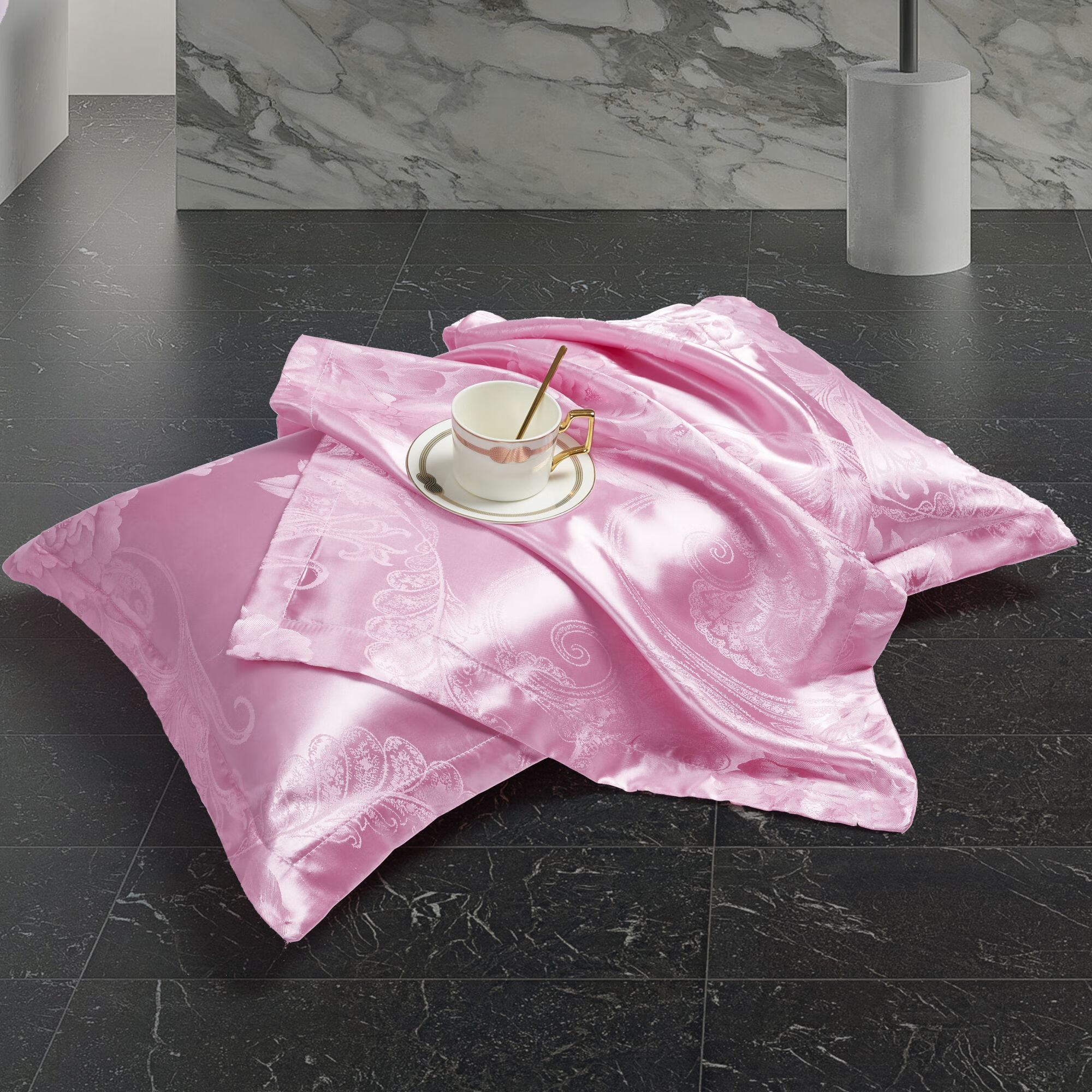 提花枕头芯套装一对装成人枕套单人一只48×74cm宿舍 苏菲花园-粉色