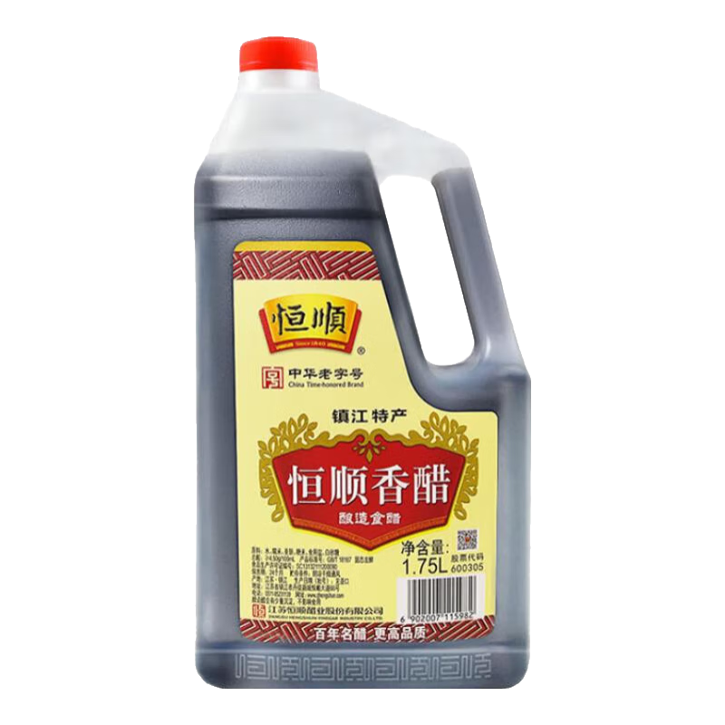 恒顺香醋 酿造食醋 4.5° 1.75L B香 糯米酿造 不添加防腐剂