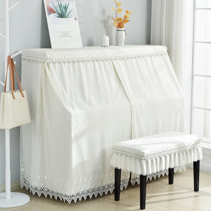 百菲 现代简约钢琴全罩网格蕾丝防尘罩美式小清新钢琴罩盖布防尘套