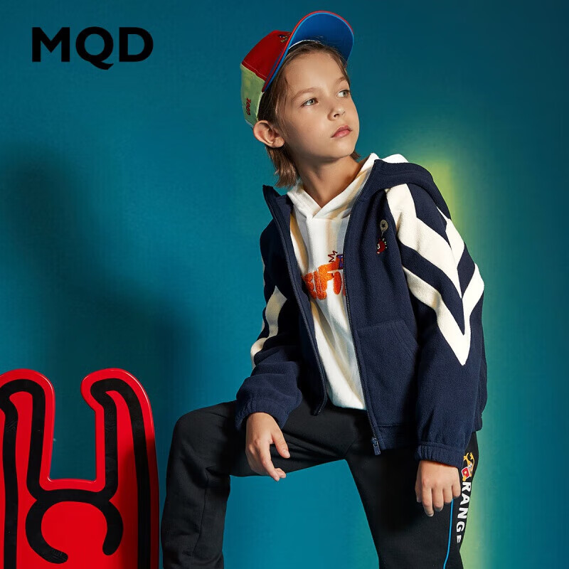 马骑顿(MQD)童装男童卫衣中大童针织开衫儿童韩版摇粒绒外套 中国红 170