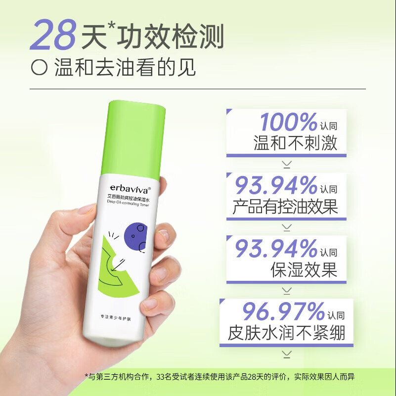 艾芭薇(Erbaviva) 劲爽控油保湿水120ml 清爽保湿青春期学生油痘肌护肤品油皮适用 120ml