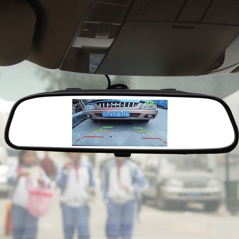 高清夜视倒车摄像头摄影可视倒车影像雷达一体机12V简易安装车载显示器盲区全景监控后置CCD防水通用型 10)4.3英寸折叠+摄像头+安装不求人