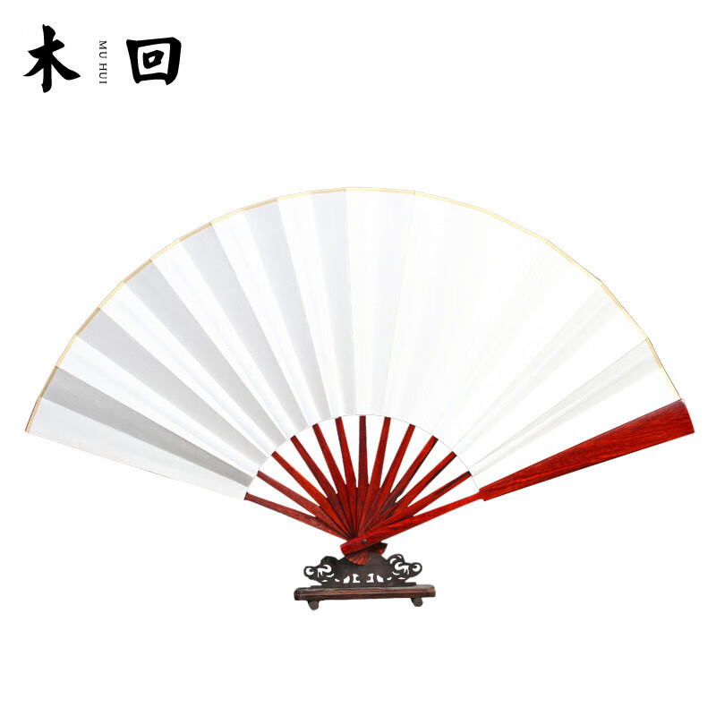 木回 印度小叶紫檀宣纸折扇手把件古董文玩把玩件 古玩收藏摆件 送