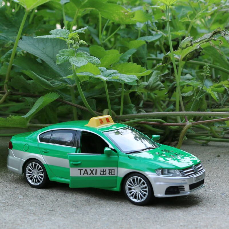 仿真合金汽车模型1:32大众朗逸出租车声光回力儿童玩具车 绿色大众出租车