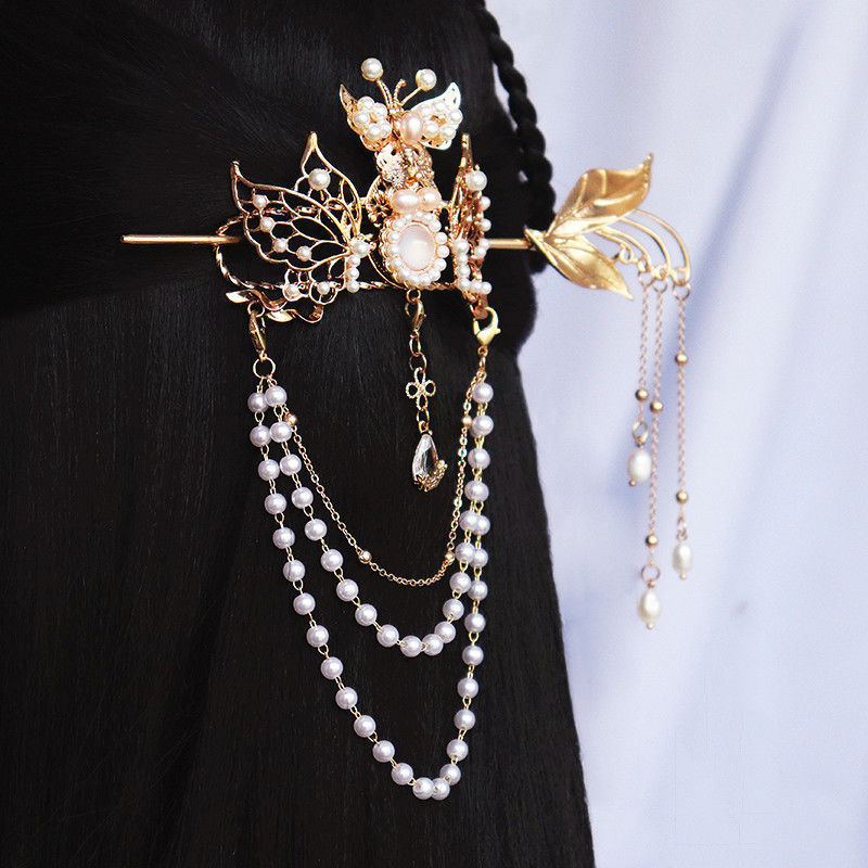 汉服头饰一套女古风发冠步摇盘发簪子古代仙气流苏后压古装发饰品 发