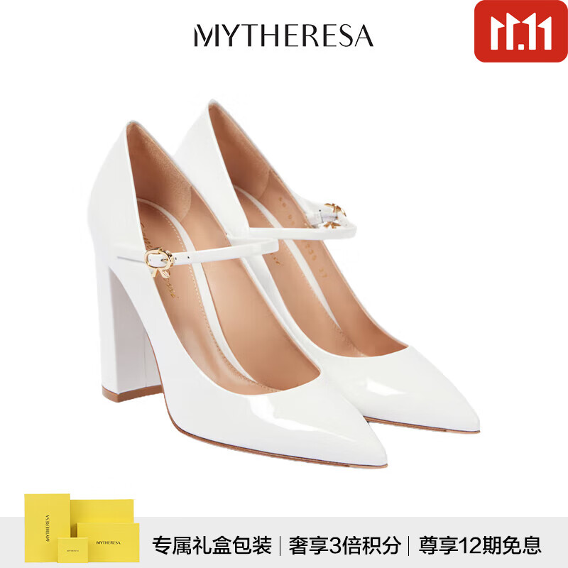 gianvito rossi 100漆皮玛丽珍高跟鞋 p00924536 白色 37