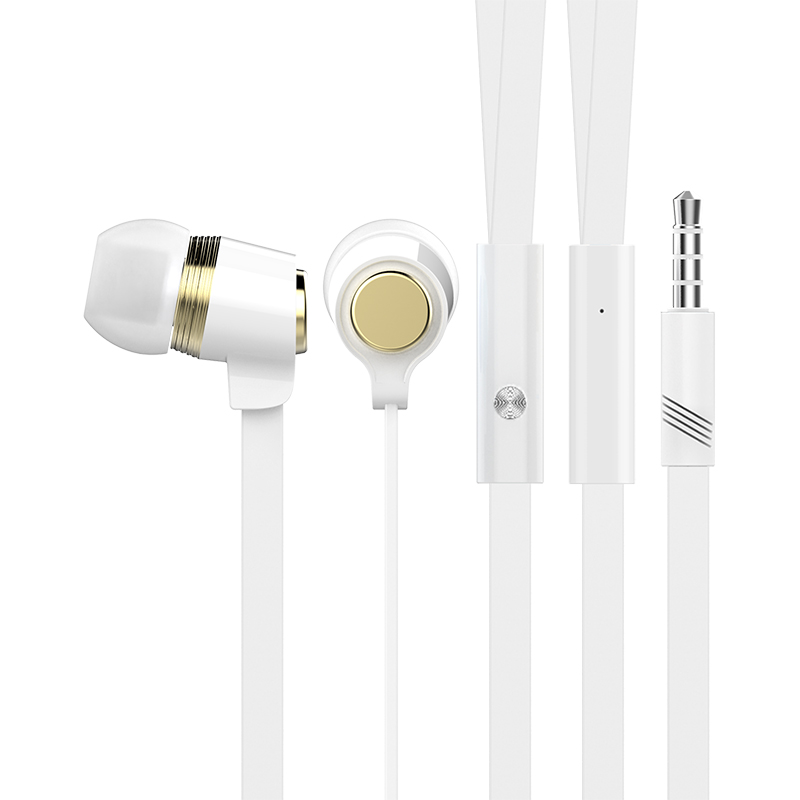 歌罗瑞（Geluor） 手机耳机线入耳式 耳塞挂耳式运动立体声线控面条式带麦克风话筒 金白色