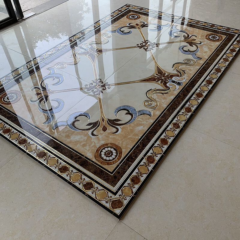 客厅拼花地砖 瓷砖图案造型欧式客餐厅酒店大厅入户玄关地板砖带花