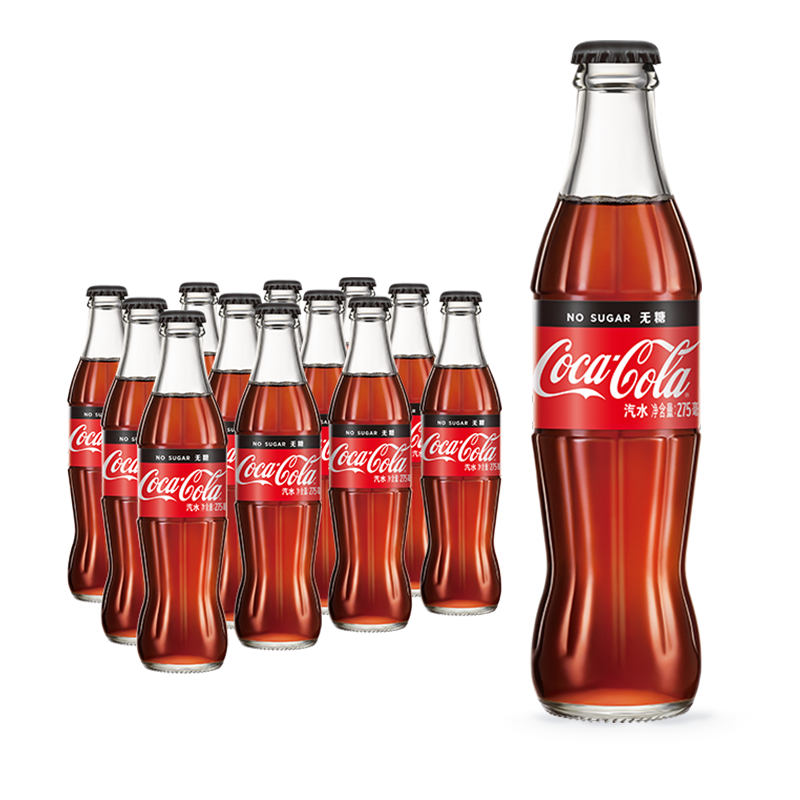 可口可乐（Coca-Cola）零度可乐 碰响瓶碳酸饮料 玻璃瓶汽水 275ml*12瓶