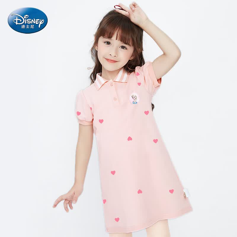 迪士尼（DISNEY）女童连衣裙儿童裙子夏季爱莎公主polo衫裙夏装 LX81130 粉色 110怎么看?
