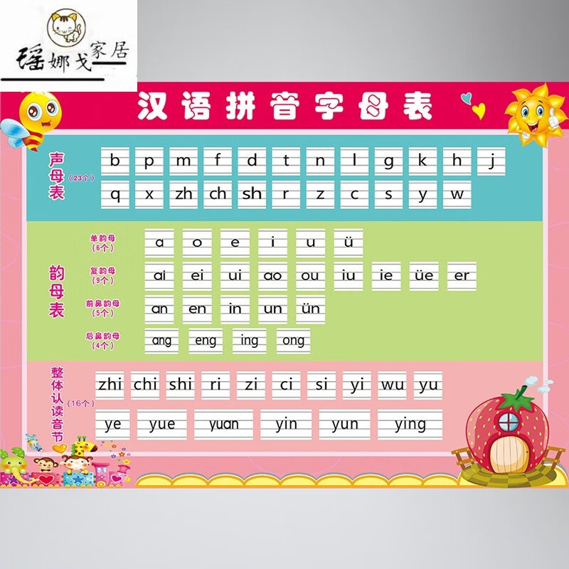 生母韵母整体认读音节26个汉语拼音字母表墙贴 幼儿园