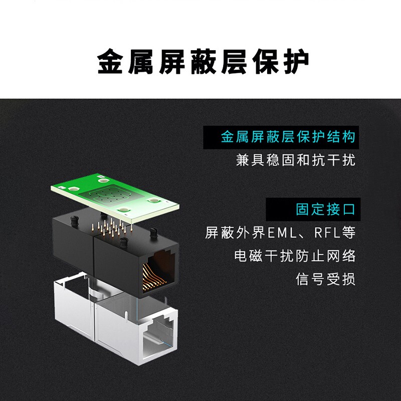 山泽 网线直通头 网络对接头 RJ45网线连接器 5类6类7类网络连接线延长器 电脑网线双通头千兆模块 10个装-千兆屏蔽【镀金经典】SZ-ZTH1100