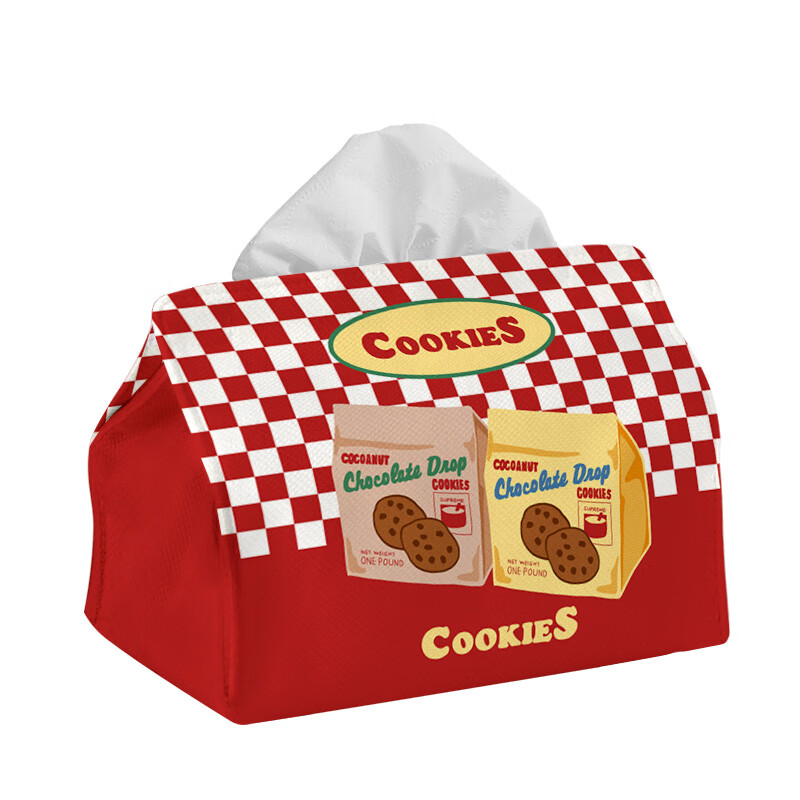 插画师卡通甜品印花纸巾盒布艺纸巾袋纸巾包 纸巾盒小号-黄油曲奇