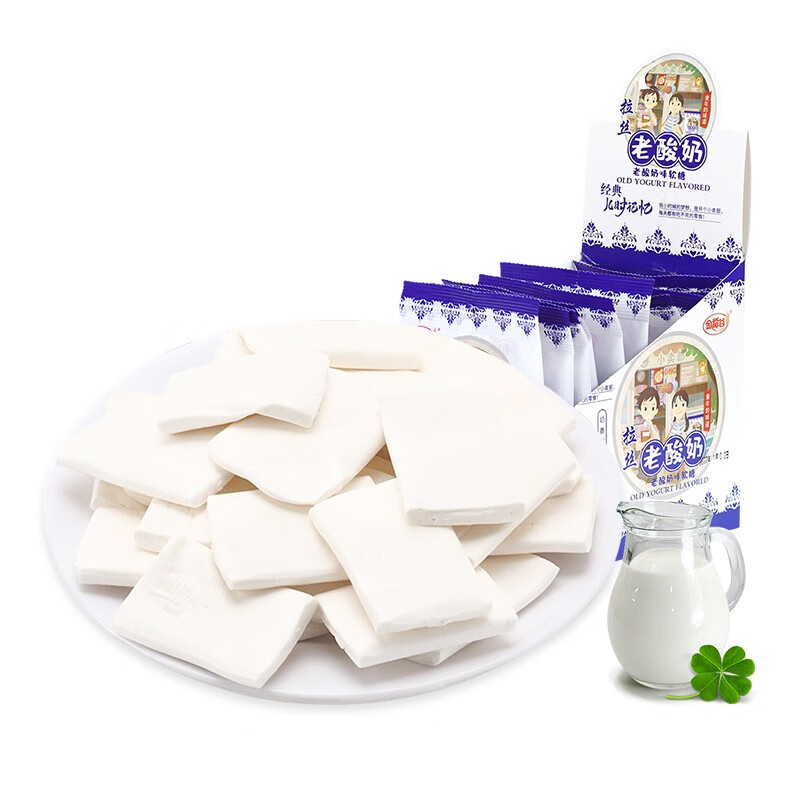 金稻谷(jindaogu)老酸奶味拉丝软糖果休闲食品 老酸奶软糖 23g 12袋